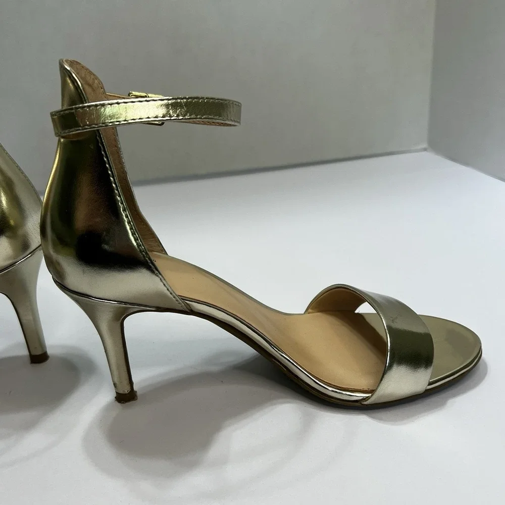 Nordstrom BP. 'Luminate'‎ Open Toe Ankle Strap Heel Size 5.5 Champagne Gold
